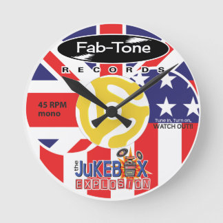 Jukebox Explosion 45 Label Clock Runde Wanduhr