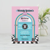 Jukebox Geburtstag Diner Fifties Retro Music Einla Einladung (Stehend Vorderseite)