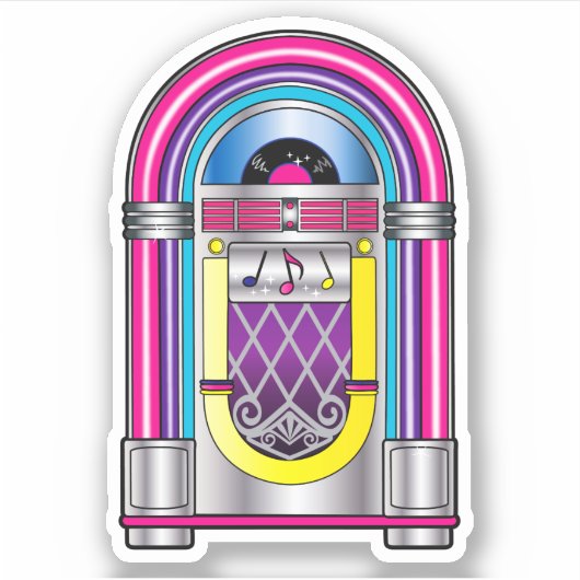 Jukebox in Farben Aufkleber (Vorderseite)