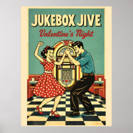 Jukebox Jive Valentinsnacht Retro 50er Jahre Tanz Poster
