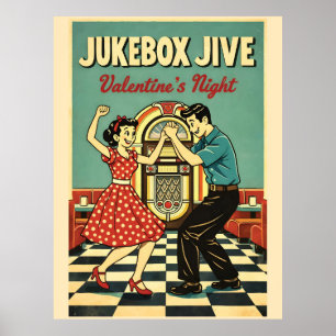 Jukebox Jive Valentinsnacht Retro 50er Jahre Tanz Poster