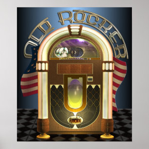 Jukebox Old Rocker Poster
