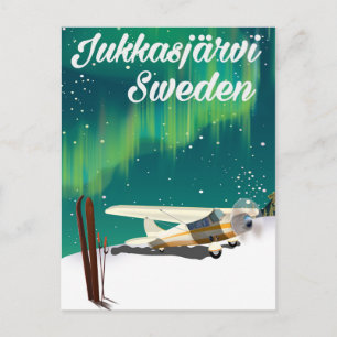 Jukkasjärvi Schweden Polarlichter Urlaubsplakat Postkarte
