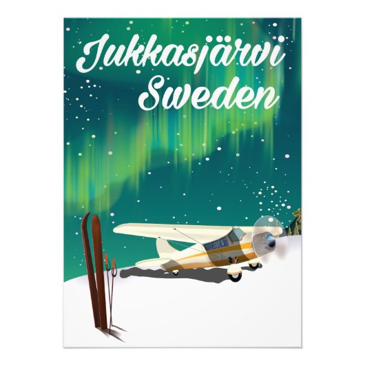 Jukkasjärvi Schweden Urlaubsposter Nordlichter Fotodruck (Vorne)