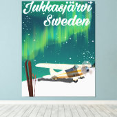 Jukkasjärvi Schweden Urlaubsposter Nordlichter Leinwanddruck (Insitu (Holzboden))