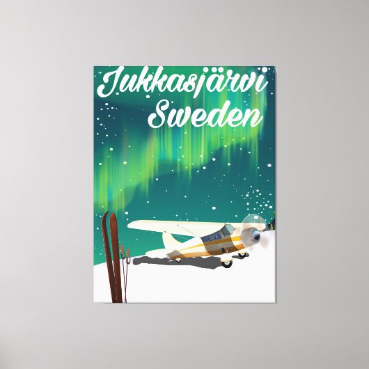 Jukkasjärvi Schweden Urlaubsposter Nordlichter Leinwanddruck (Vorderseite)