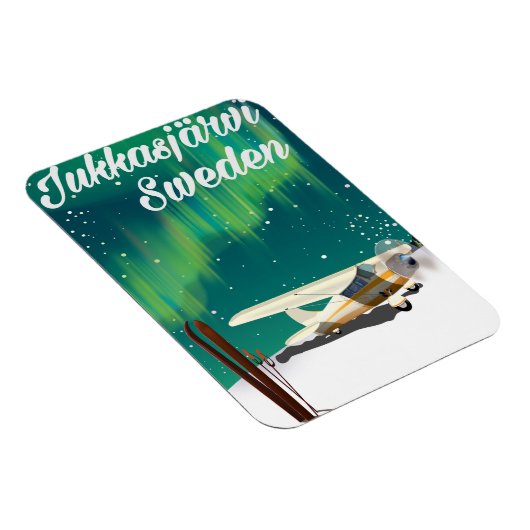 Jukkasjärvi Schweden Urlaubsposter Nordlichter Magnet (Rechte Seite)