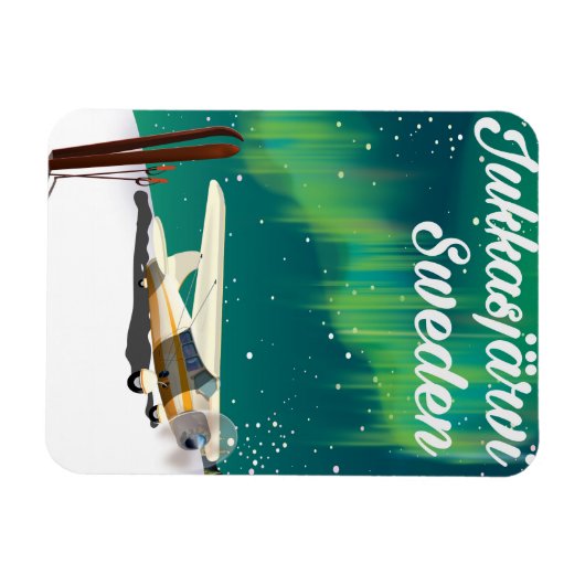 Jukkasjärvi Schweden Urlaubsposter Nordlichter Magnet (Horizontal)