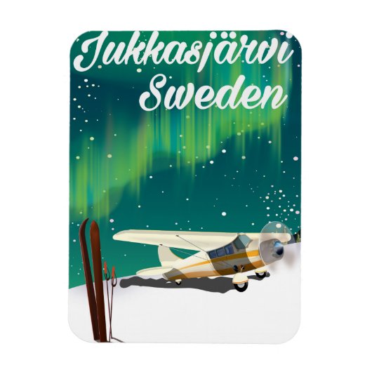 Jukkasjärvi Schweden Urlaubsposter Nordlichter Magnet (Vertikal)