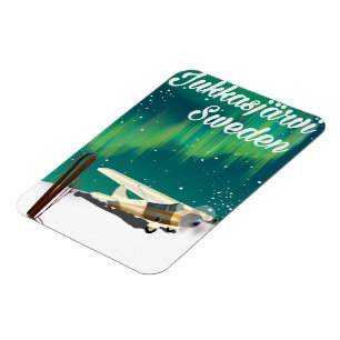 Jukkasjärvi Schweden Urlaubsposter Nordlichter Magnet