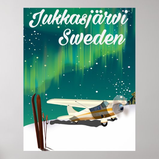 Jukkasjärvi Schweden Urlaubsposter Nordlichter Poster (Vorne)