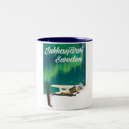 Jukkasjärvi Schweden Urlaubsposter Nordlichter Zweifarbige Tasse