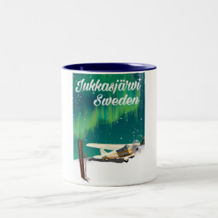 Jukkasjärvi Schweden Urlaubsposter Nordlichter Zweifarbige Tasse