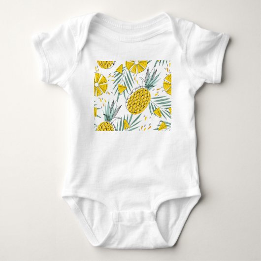 Juky Ananas: Vintages, helles Muster. Baby Strampler (Vorderseite)