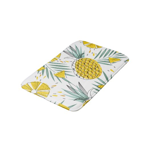 Juky Ananas: Vintages, helles Muster. Badematte (Schrägansicht)