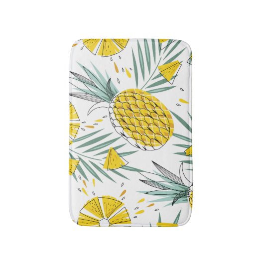 Juky Ananas: Vintages, helles Muster. Badematte (Vorderseite Vertikal)