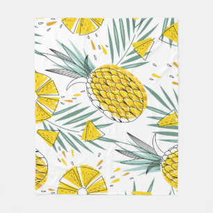 Juky Ananas: Vintages, helles Muster. Fleecedecke