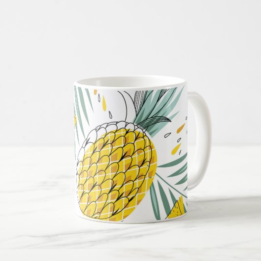 Juky Ananas: Vintages, helles Muster. Kaffeetasse (VorderseiteRechts)