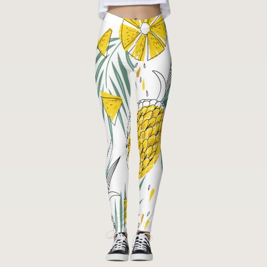 Juky Ananas: Vintages, helles Muster. Leggings (Vorderseite)