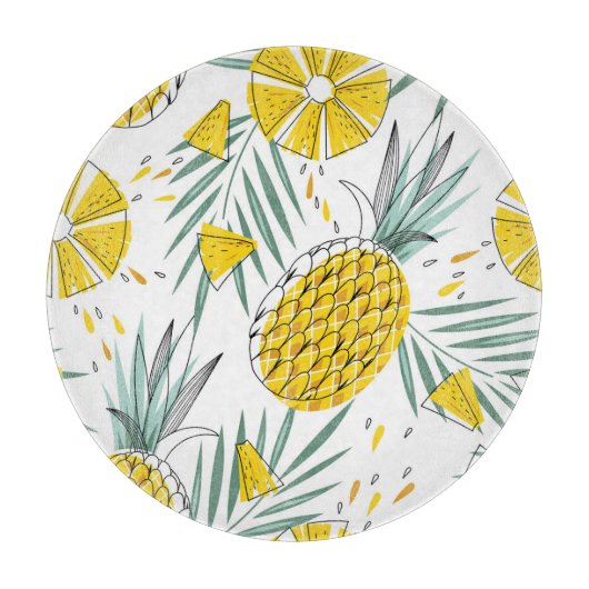 Juky Ananas: Vintages, helles Muster. Schneidebrett (Vorderseite)