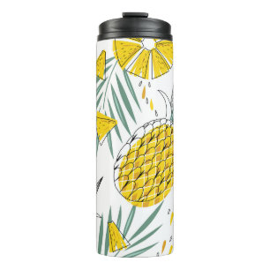 Juky Ananas: Vintages, helles Muster. Thermosbecher