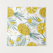 Juky Ananas: Vintages, helles Muster. Wandteppich (Vorderseite (Horizontal))