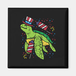 Jul. Meeresschildkröte Amerikanische Flagge Frauen Magnet
