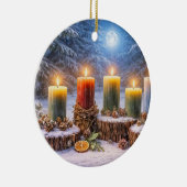 Jul-Sonnenwende-Kerzen-Mond Keramik Ornament (Rechts)