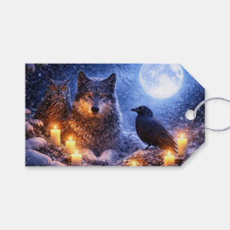 Jul-Wintersonnenwende Wolf Eule und Rabe Geschenkanhänger