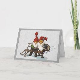 Julenisse Friends Sledding Feiertagskarte