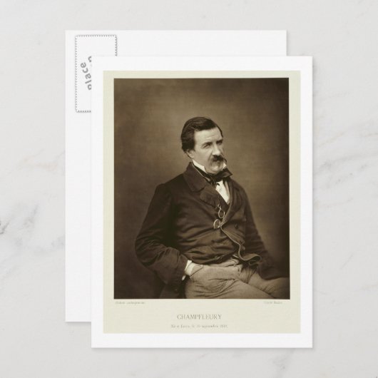 Jules Francois Felix Husson, 'Champfleury' (1821-8 Postkarte (Vorne/Hinten)
