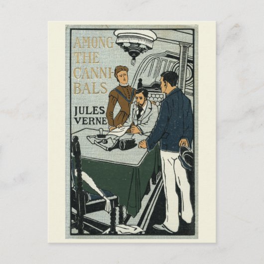 Jules Verne Unter den Cannibals Vintages Buchcover Postkarte (Vorderseite)
