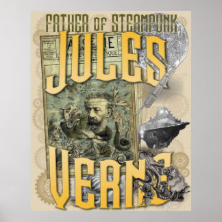 Jules Verne Vater von Steampunk Poster