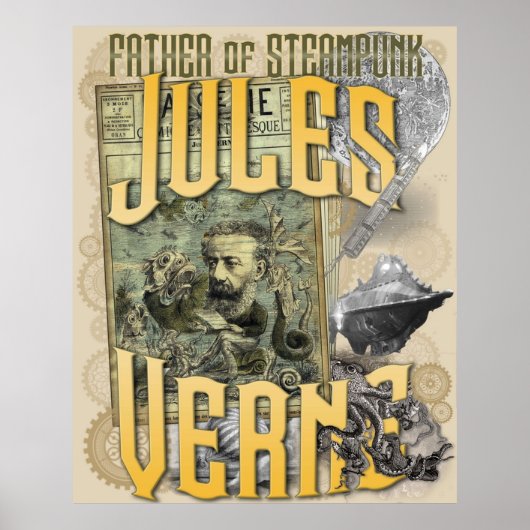 Jules Verne Vater von Steampunk Poster (Vorne)