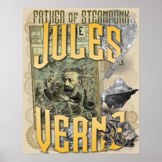 Jules Verne Vater von Steampunk Poster (Vorne)