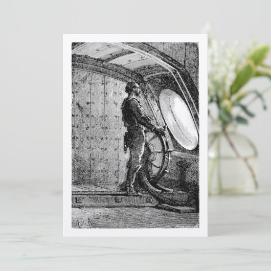 Jules Vernes Hauptmann Nemo lenkt den Nautilus Dankeskarte (Stehend Vorderseite)