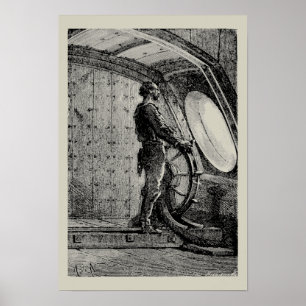 Jules Vernes Hauptmann Nemo lenkt den Nautilus Poster