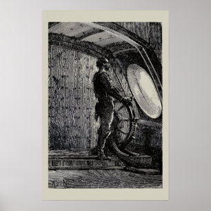 Jules Vernes Hauptmann Nemo lenkt den Nautilus Poster