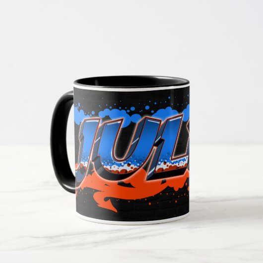 Jules Vorname Name Graffiti blue orange Tasse (Vorderseite Links)