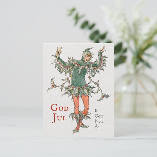 Julhälsning Walter Crane Holly (Järneksmannen) Postkarte (Stehend Vorderseite)