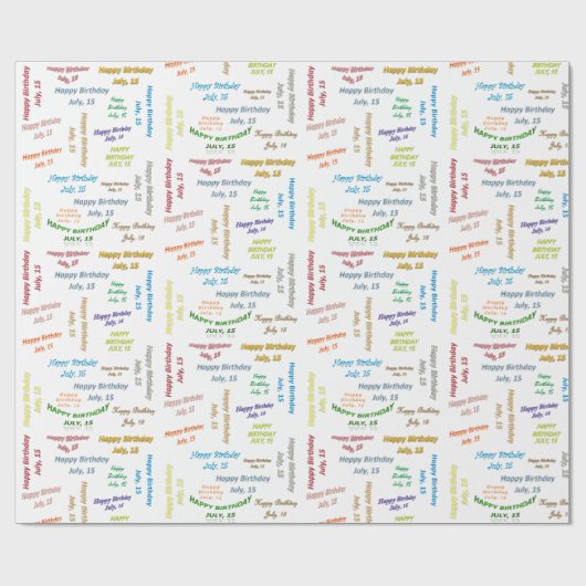 Juli, 15 Geburtstag Geschenkpapier (Flach)