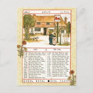 Juli 1884 Almanach.  Leo, Der Löwe Postkarte