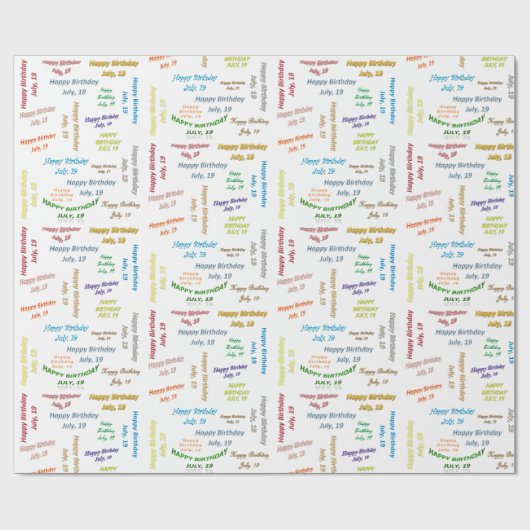 Juli, 19 Geburtstag Geschenkpapier (Flach)