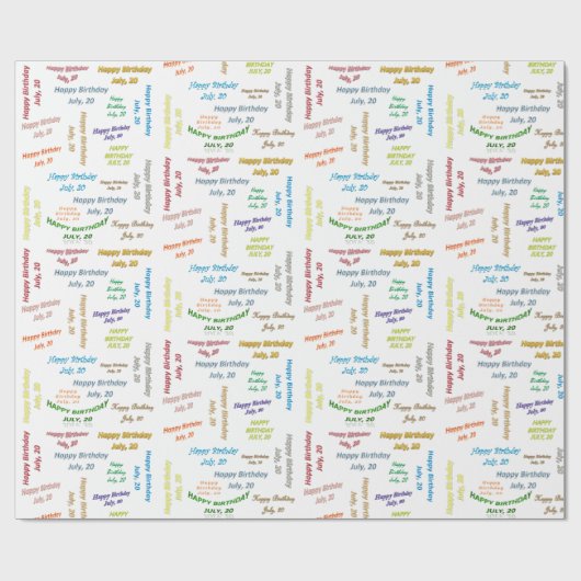 Juli, 20 Geburtstag Geschenkpapier (Flach)
