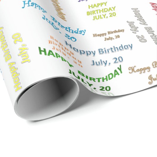 Juli, 20 Geburtstag Geschenkpapier (Rolleneckpunkt)