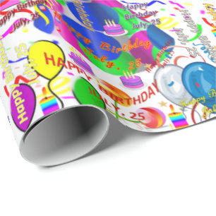 Juli, 25 Geburtstag Geschenkpapier