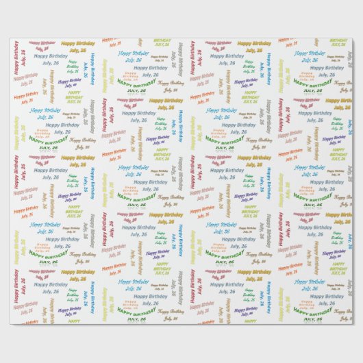 Juli, 26 Geburtstag Geschenkpapier (Flach)