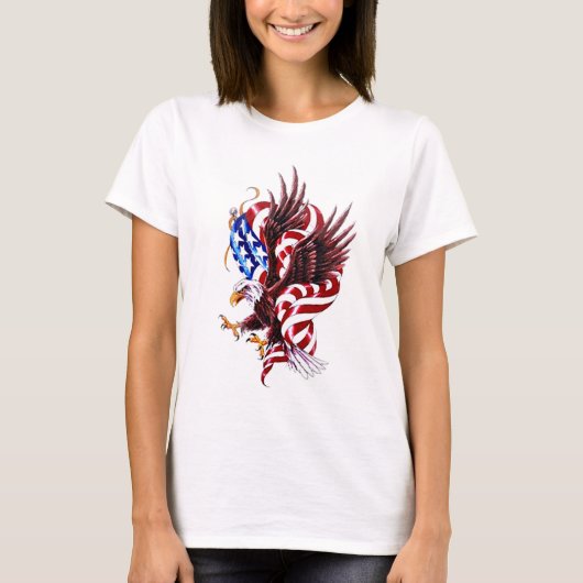 Juli 4. Eagle und Flagge-Illustration T-Shirt (Vorderseite)