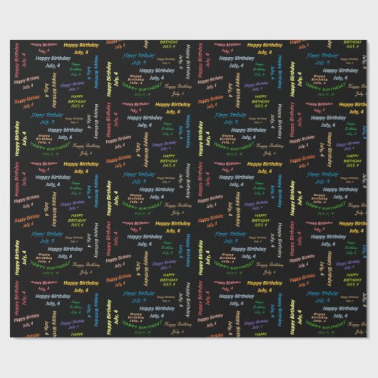 Juli, 4. Geburtstag, Geschenkpapier (Flach)