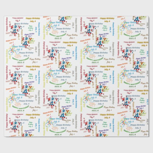 Juli, 4. Geburtstag, Geschenkpapier (Flach)